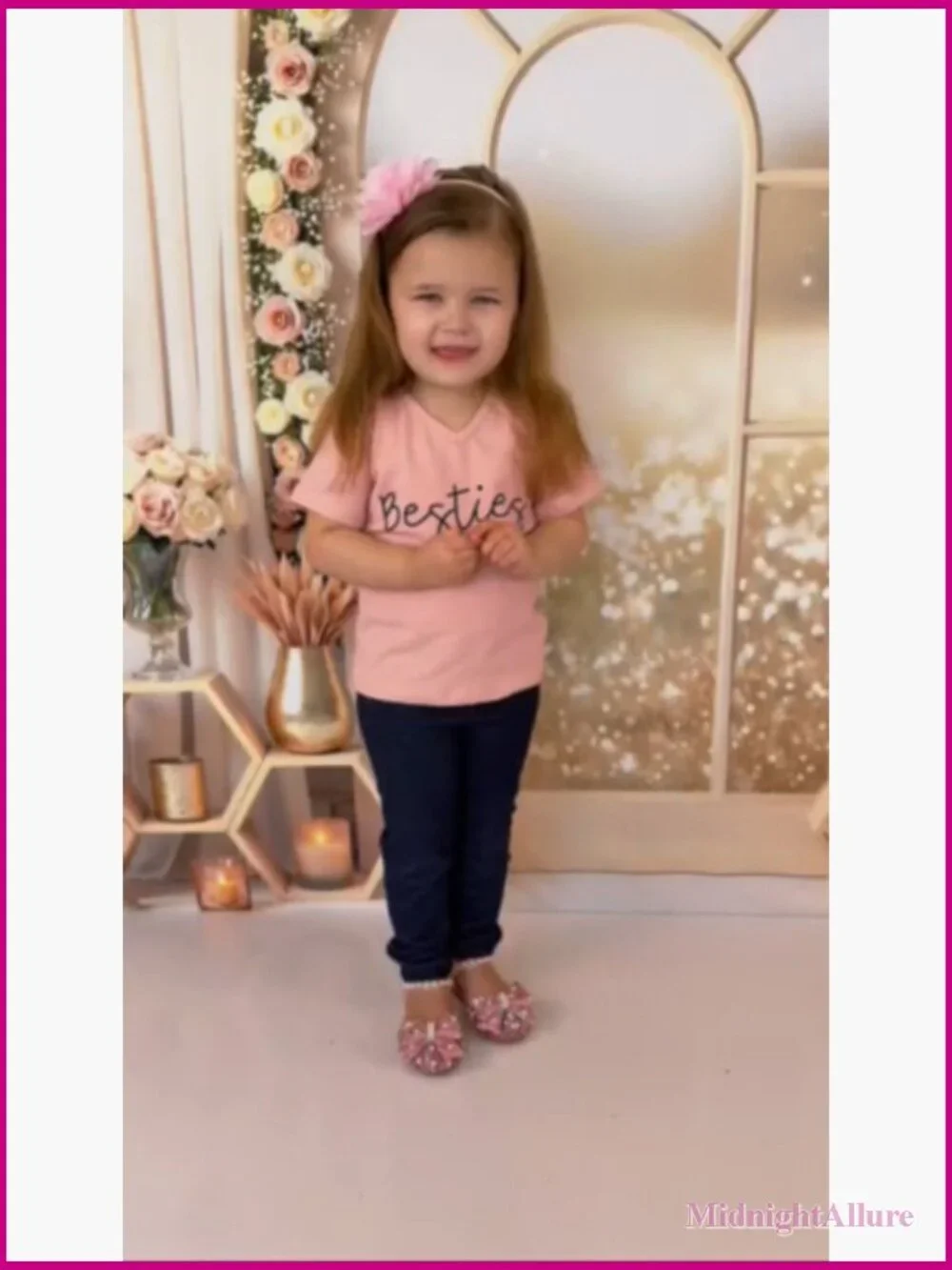 Mommy and Me Matching Tees - Besties - V-Neck Short Sleeve Cotton Spandex